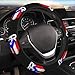 Puerto Rico Flag Steering Wheel Cover with 2 Car Coasters Non Slip Neoprene for Women Men Universal 15 Inch Stylish and Practical Set
