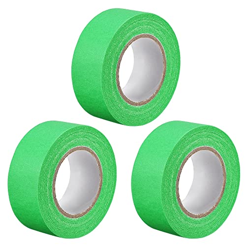 Image of uxcell 3Pcs 25mm 1 inch Wide 20m 21 Yards Masking Tape Painters Tape Rolls Dark Green