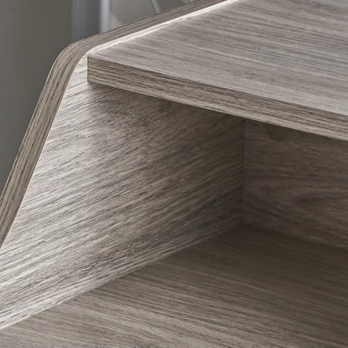 Image of Aero Study Desk Modern Writing Table with Storage Drawer and Built in Hutch | Workstation Vanity Table for Students | Space Gray