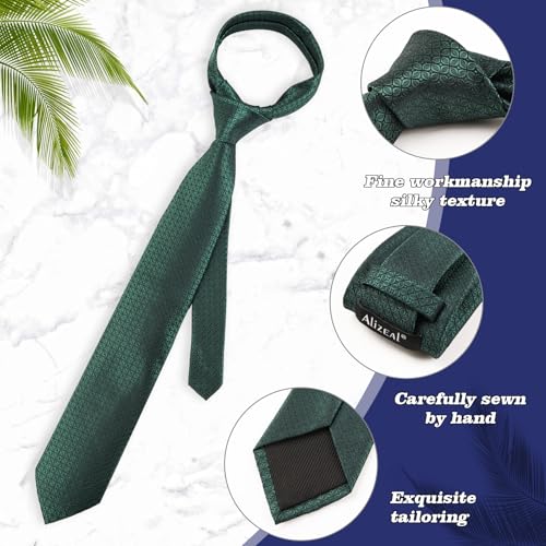 Image of Alizeal Mens Vintage Solid Plaid Tie with Pocket Square 3.15inches Necktie Set