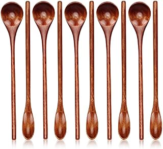 6 Pcs Wooden Coffee Spoon Teaspoons Handmade Wood Iced Tea Spoons Small Stirring Spoon Espresso Mixing Spoons