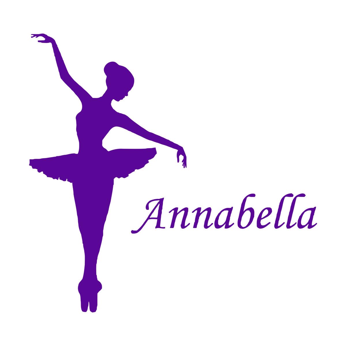 Ballerina Personalised Name Wall Sticker Vinyl Dance Ballet Girls Name Custom Bedroom Wall Stickers Removable Home Decor Extra Large - 59x104cm โ image 1