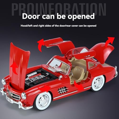 Image of 1:24 SL300 Vintage Toy Car Diecast Metal Classic Toy Car for Kids with Light Sound Pullback Openable Door
