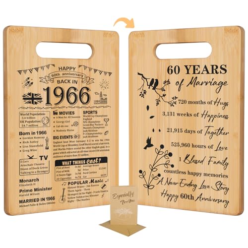 60th Wedding Anniversary for Women Men 1966 Cutting Board Gifts