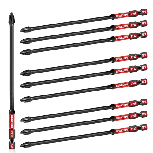 GEINXURN 10 Pièces Cruciforme Phillipes Embouts de Vissage aux Chocs PH2 150mm, Jeu...