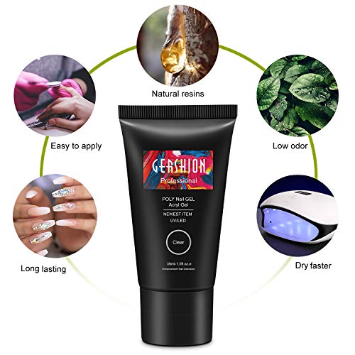 Gershion Poly Nail Gel Kit 30ml Nail Builder Gel Extension Nail Gel Kit Trendy Nail Art French Professional Technician Nail Salon Easy DIY for Beginner at Home All-in-One Kit Gift Set S-01 - Thumbnail 6