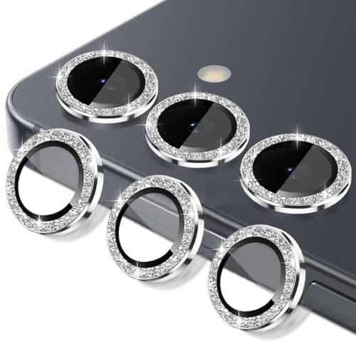 Rayorcon Camera Lens Protector for Samsung Galaxy S25 Tempered Glass Lens Protector Fits for Samsung Galaxy S25 Glitter Silver