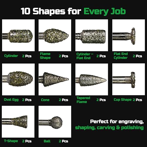 20 Puntas de Fresa Diamond 60 Grit Shank 1/8 miniatura 4