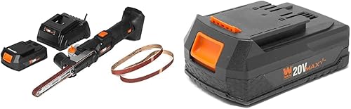 WEN Lijadora de archivos de detalles inalámbrica, velocidad variable con batería de iones de litio de 20 V máx. 2.0 Ah y cargador (20437) y batería