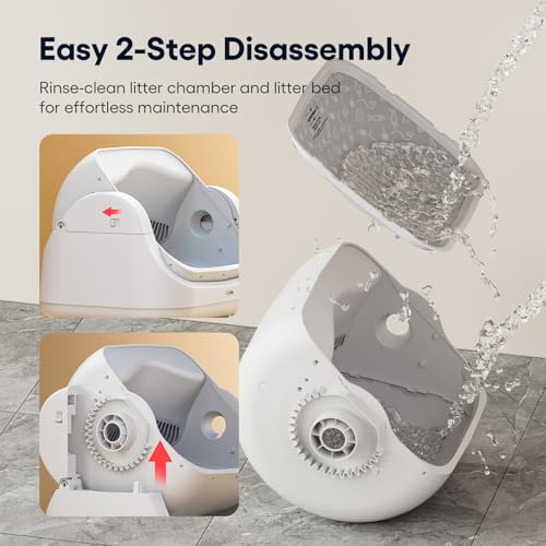 Image of PetPivot Open Top Self Cleaning Cat Litter Box, Automatic Litter Box with 7 Pairs of Safety Sensors, Anti-Pinch Protection and Easy Access Step for Senior Cats, White