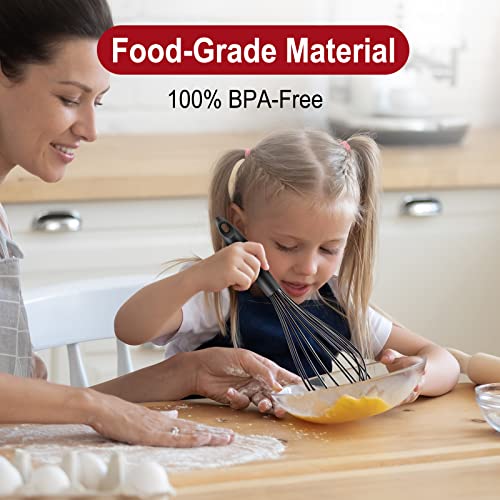 Hotec 4 Pieces Silcone Whisks Set, Wire Balloon Whisks Egg Beater, Non-Slip Handle Whisk For Non-Stick Cookware Perfect For Cooking, Stirring, Beating And Blending (Black) #TOP1