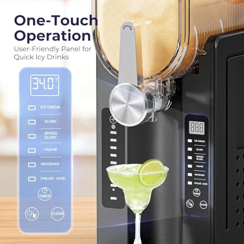 Image of Slushie Machine, No Ice Needed Slushy Maker for Home, Real-Time Temp Display, Frozen Drink Maker with 6 Preset Programs for Ice Cream, Frappes, Milk Shake and More, Black, 1 Pack+3Modes