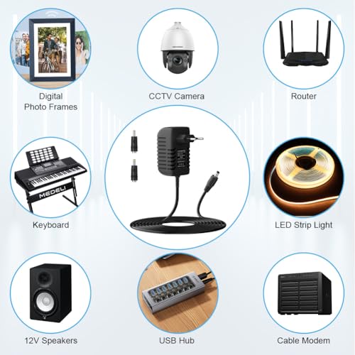 OFFCUP 12 V 2 A adapter sieciowy 24 W, zasilanie do laptopa, kabla do ładowania, transformator LED, transformator do taśm LED, laptopów, monitorów, telewizorów, odtwarzaczy multimedialnych