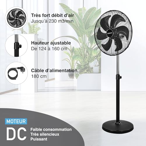 Fanelite Ventilateur sur pied professionnel FS50-DC – 50 cm – Moteur DC silencieux – Débit d’air 230 m³/min – 6 vitesses – Télécommande – Puissant – Usage pro/commercial (50 cm) – vue 4