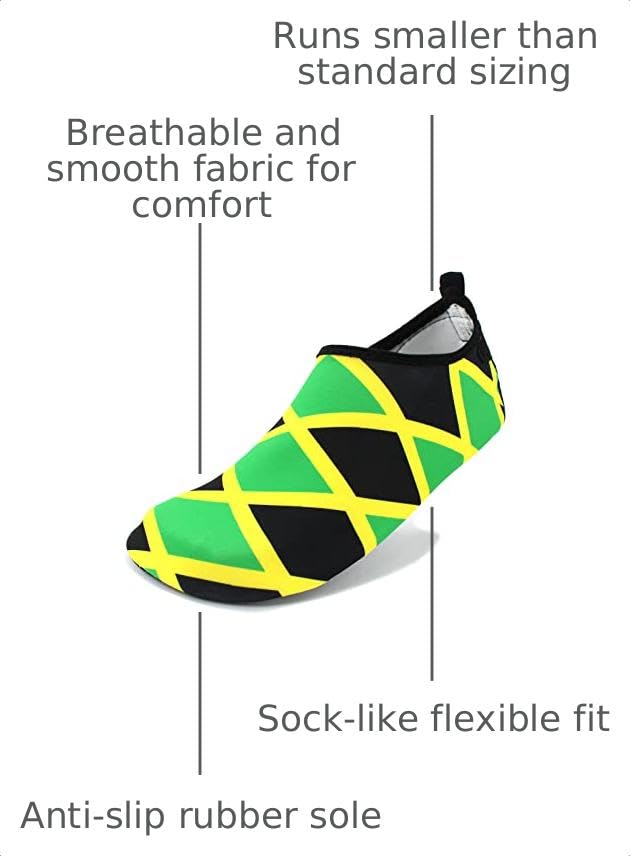 Image of Water Shoes for Women and Men Quick-Dry Swim Beach Shoes for Outdoor Surfing Yoga Exercise Jamaica Flag Caribbean Reggae Rasta