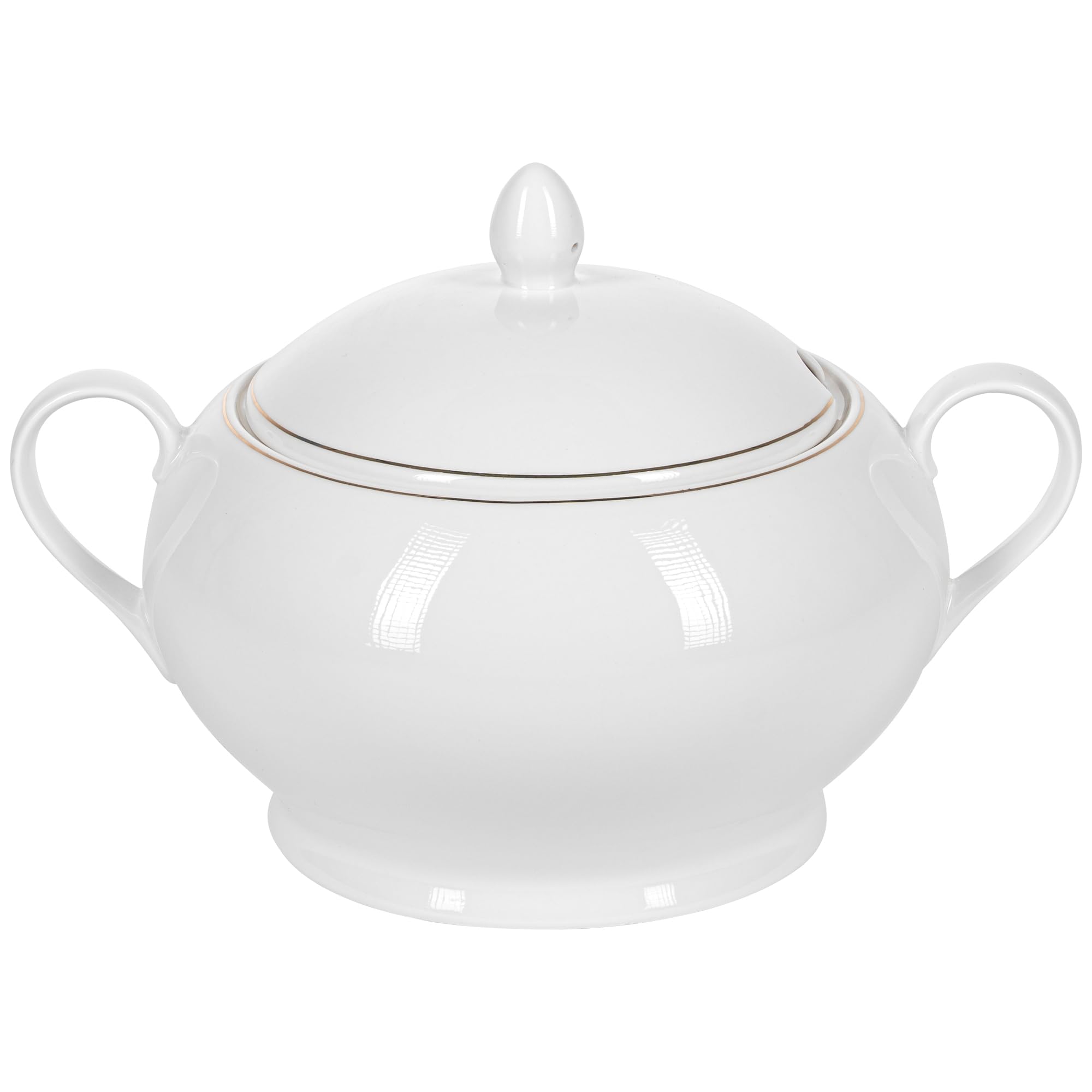 Waza do Zupy Porcelanowa 3 L, Ręcznie Malowany Złoty Pasek