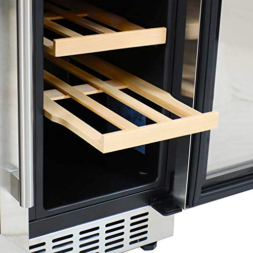 Sunnydaze Beverage And Wine Cooler Dual Zone Side-By-Side Refrigerator With Independent Temperature Control And Led Light - 20-Bottle And 63-Can Capacity #TOP5