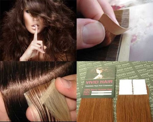 20 Pcs X 18" inches Remy Seamless Tape In Skin weft Human Hair Extensions #6CI/7CI Light Auburn