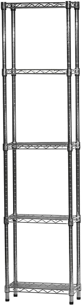 Shelving Inc. 8" d x 18" w x 72" h Chrome Wire Shelving with 5 Tier Shelves