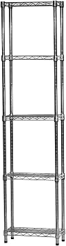 Shelving Inc. 8" d x 18" w x 54" h Chrome Wire Shelving with 5 Tier Shelves, Weight Capacity 800lbs Per Shelf