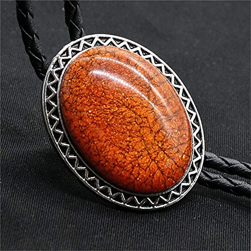 Image of Turquoise Agate Granite BOLO Tie for Men Women Leather Wedding Necklace Western Cowboy Necktie
