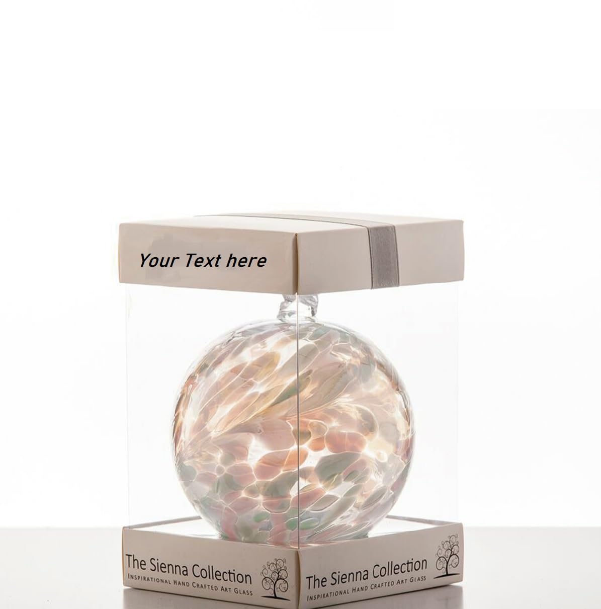 Personalised Sienna Glass 10cm Friendship Ball - Choice of Colours (Pearl)