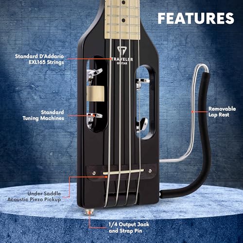 Traveler Guitar Ultra-Light Acoustic-Electric Bass Guitar (ULB BKGMP)