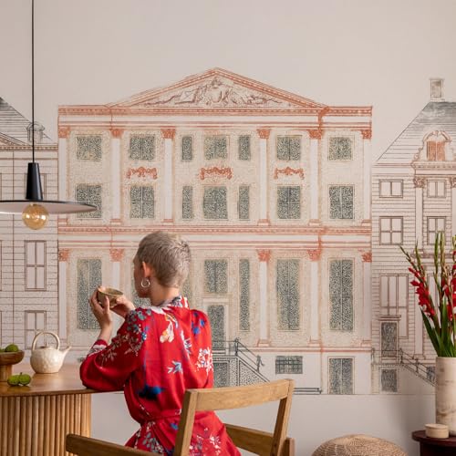 Papier peint adhésif de salon panoramique style bâtiments classiques pour chambre - 4
