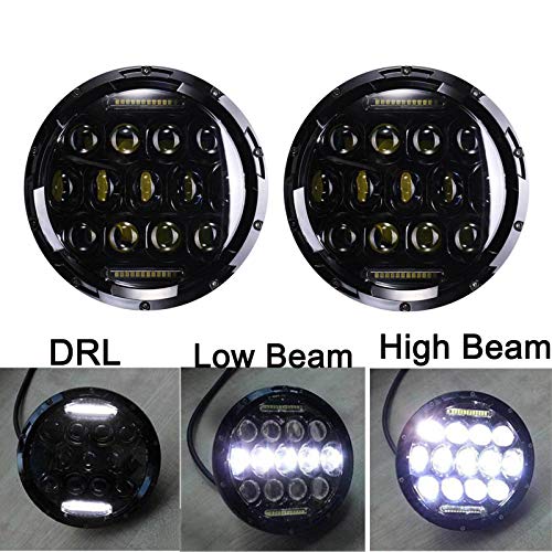 Pair 7'' Headlights For Samurai Sj410 With Factory 2 Round Sealed Beam Headlamp, H6024 H5024 H6012 H6014 H6015 H6017 Led High Beam/Low Beam/Drl Conversion Kit #TOP2