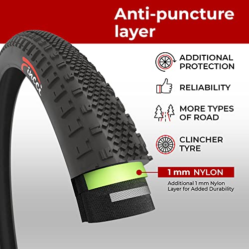 Fincci Gravel 700x38c Tyres, Foldable 700c Tires with 1mm Nylon Puncture Proof - Image 3