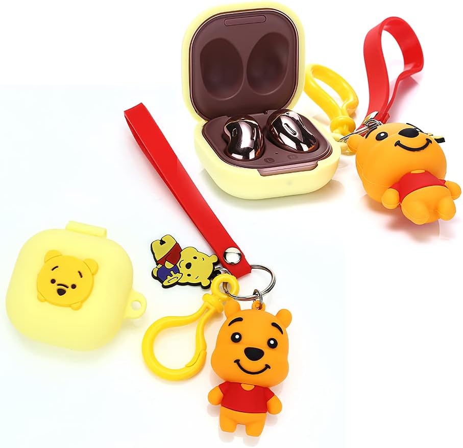 Case for Samsung Galaxy Buds FE(2023) / Buds2 Pro(2022) / Buds 2(2021) / Buds Pro(2021) / Buds Live(2020) Earbuds with Doll Lanyard, Cute Cartoon Skin Design, Silicone Wireless Cover