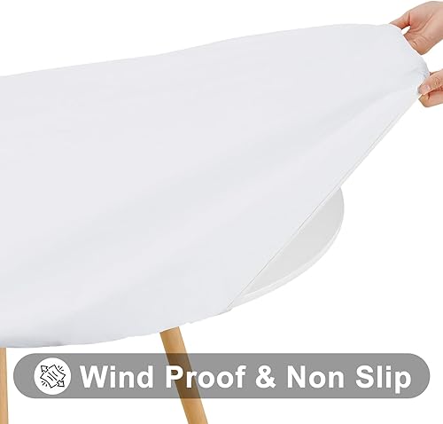 Miniatura 18 de Smiry - Mantel redondo de vinilo ajustable con bordes elásticos y parte trasera de franela, mantel de vinilo impermeable, lavable, diseño enrejado