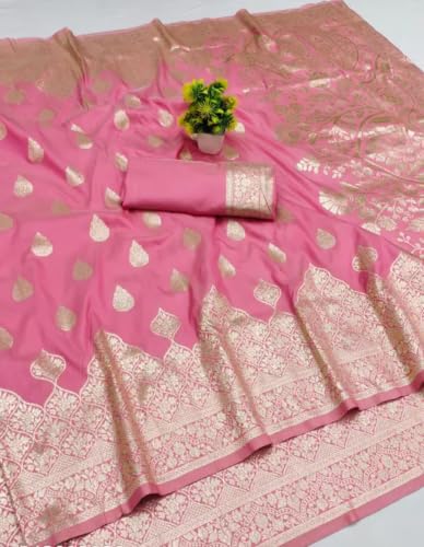 Generic pink banarasi silk saree – image 2