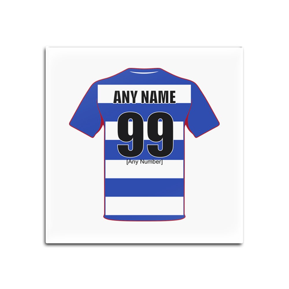 Personalised Gift - Reading Glass Square Coasters (Football Club Design Theme, Colour Options) - Any Name/Message on Your Unique Mat Pad - The Royals — image 1