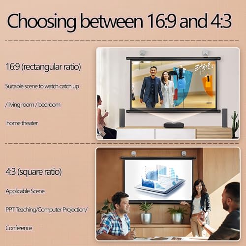 Pantalla manual de proyector 60'' 16:9 para cine en casa miniatura 3
