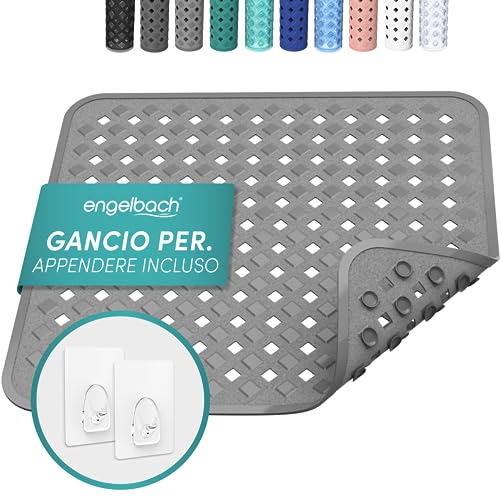 Engelbach® Tappetino doccia antiscivolo 53x53cm - Tappeto con 2 ganci