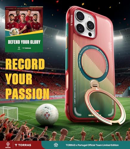 Image of TORRAS x Portuguese Football Federation Limited Edition, Ostand Q3 Air for iPhone 16 Pro Case, 360 Magnetic Stand, Fit for MagSafe, Mil-Grade Drop Tested, World Cup Inspired, Glory Slash