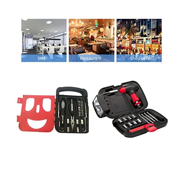WEFH Werkzeugset Hardware Zubehör Werkzeugkoffer komplettes Set Werkzeug lächelndes Gesicht Aufbewahrungsbox Gelb Rot… – Bild 4