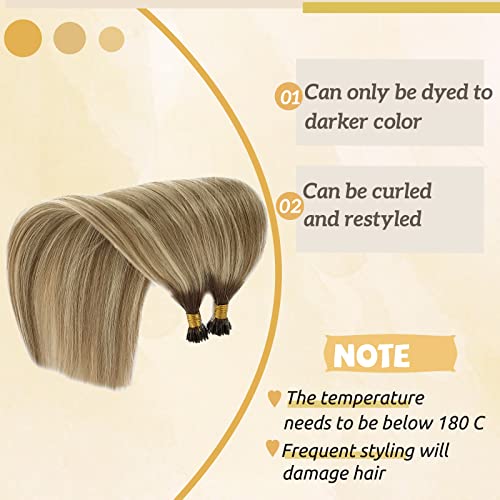 Blonde Nano Ring Hair Extensions Nano Bead Human Hair Ombre Remy Microlink Hairpieces Cold Fushion Pre Bonded Nano Tipped Stick Highlight Nano Tip Hair Extensions For Women 20Inch 550G/50S #8/18/60 #TOP3