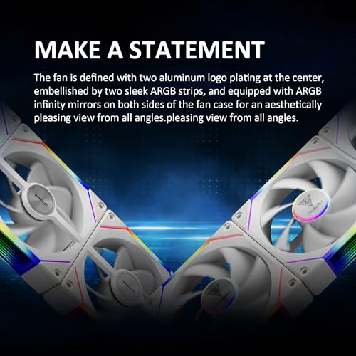 Image of GAMDIAS Aeolus P2-1203U 120mm ARGB PWM Fan(3 Fan Pack w /USB Hub), Include Reverse Fan Blade x3, ARGB Sync Ready, Easy Installation & Cabless Daisy-Chain Design, Silent Operation, Up to 2400RPM, White