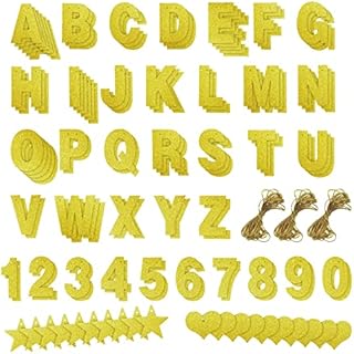 DIY Letter Banner and Gold Glitter Numbers Set  Make Your Own Banner with Customizable Letters for Farewell Party Decorations, Wedding Party Supplies - Includes 122 Pieces and 3 Ropes for Hanging