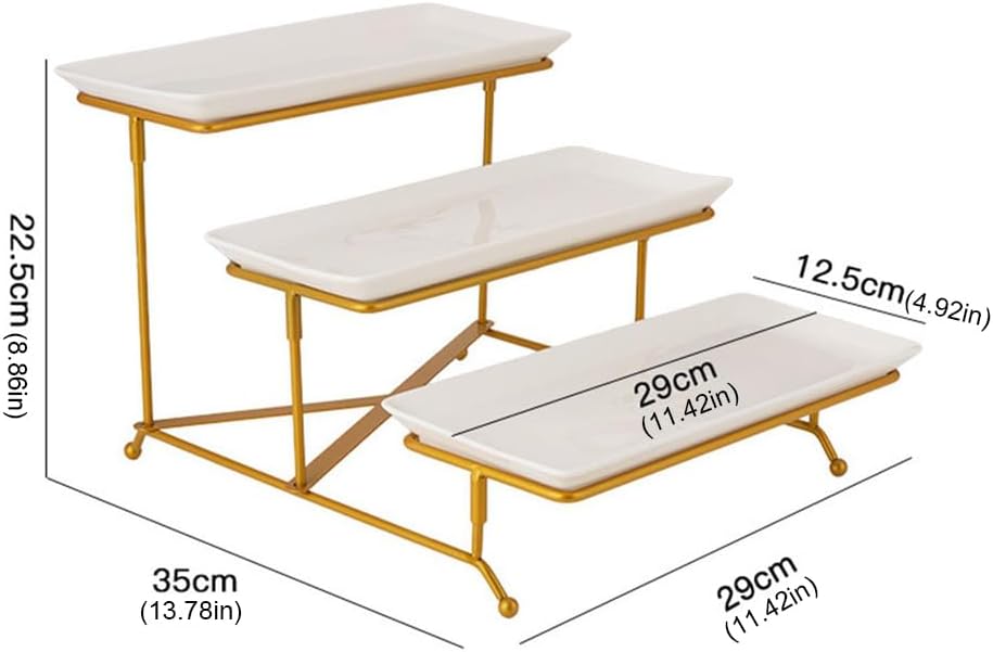 Generic 3 Tier Serving Trays for Party White Tiered Tray Stand for Serving Food Dessert Stand with Metal Rack Dessert Table Display