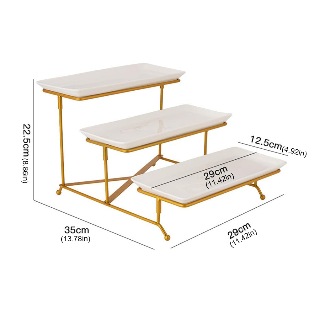 Set di 3 ripiani con vassoio per esposizione di cibo, perfetto per feste, matrimoni ed eventi, soluzione elegante e divertente per buffet e riunioni
