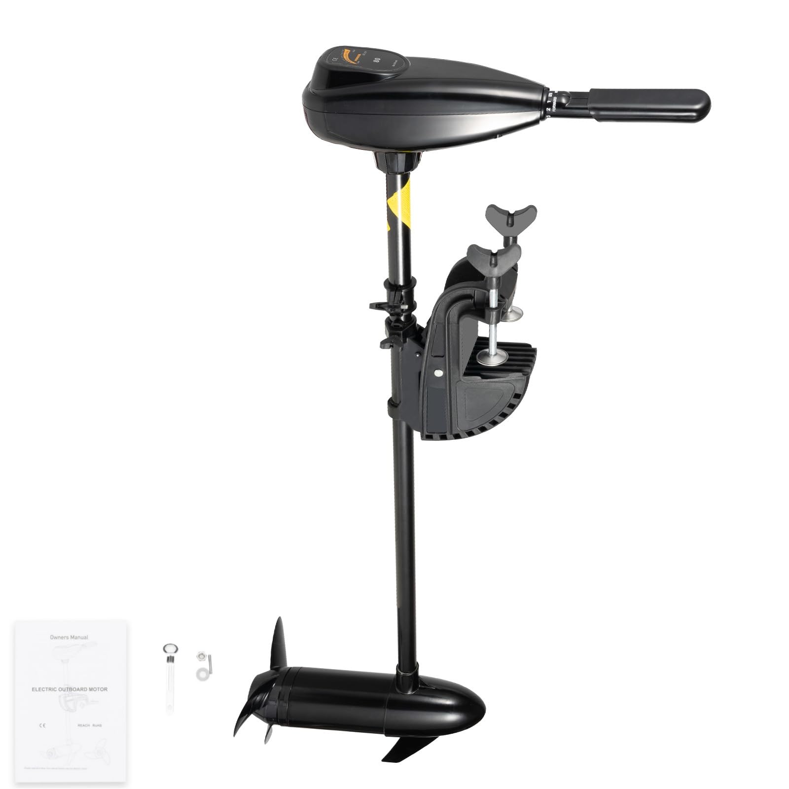 Motore elettrico per barca, 12 V, 800 W, con indicatore della batteria, 1,2 CV, 1900 giri/min, motore elettrico con 5 marce avanti e 3 retromarce, silenzioso, trazione 1850 kg