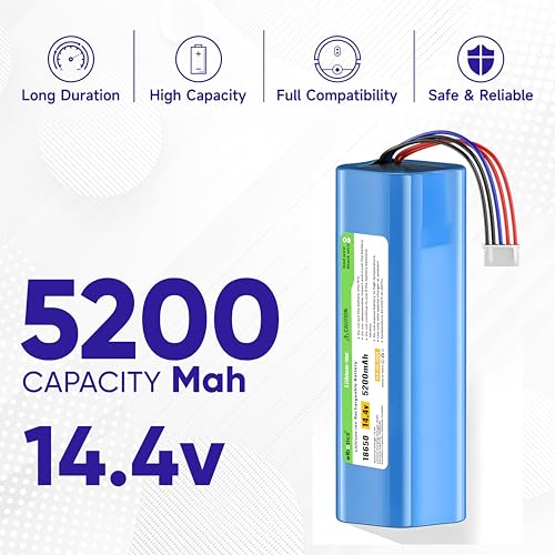 Image of Replacement Battery, Battery Compatible with ECOVACS Deebot Ozmo 950 Deebot T8, T8+,T8 Aivi Max, Power, T8AIVI,T8, T8, Deebot T9,T9+,T9 AIVI O,920,O950,O750 | 5200mAh | 14.4V (5200mAh)