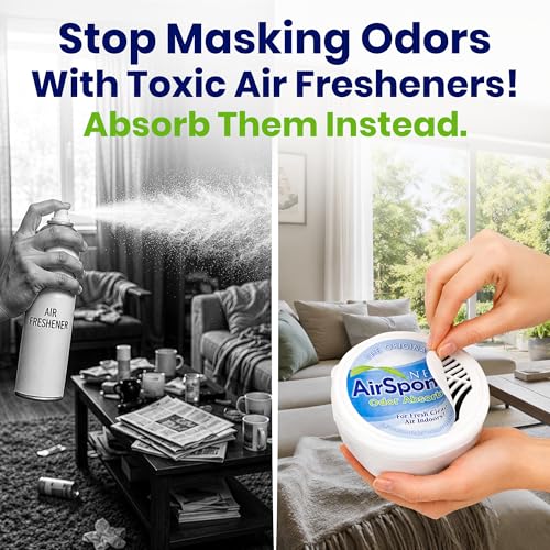 Image of Nature's Air Sponge - Designer Pack Sponge Odor Absorber, 1 /2 Lb - 5 Pack | Activated Charcoal Gel Odor Control, Charcoal Soap-Based Gel, Covered Cap Design for Discreet Placement, Helps Reduce Odors