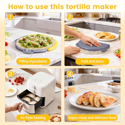 4-in-1 Tortilla Sealer Quesadilla Maker&Tortilla Crimper for 4"-6"-8"-10" Inch Crusts,Detachable&Adjustable Sealer for Dumplings Fruit Pies Quesadillas Burritos Tacos Home Use(Yellow) by Failenfeivp - Image 6