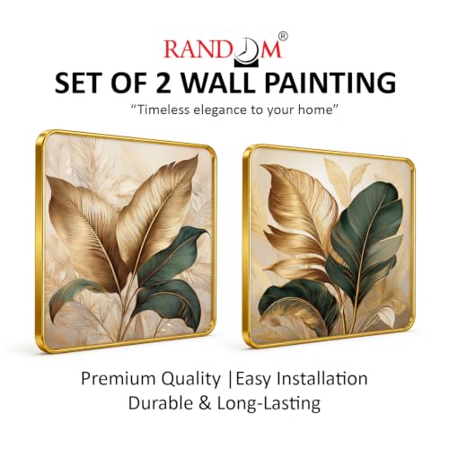 Image of RANDOM Premium Square Wall Painting Set of 2, 38 x 38 cm (Golden Frame)