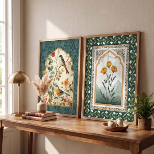 Image of Kotart Indian Art Traditional Floral Paintings for Living Room | Painting for Wall Decoration| Framed Wall Painting for Home Room Bedroom Office Wall Decor| Wall Poster With frames (Art 5, (10x13 inch), Framed)