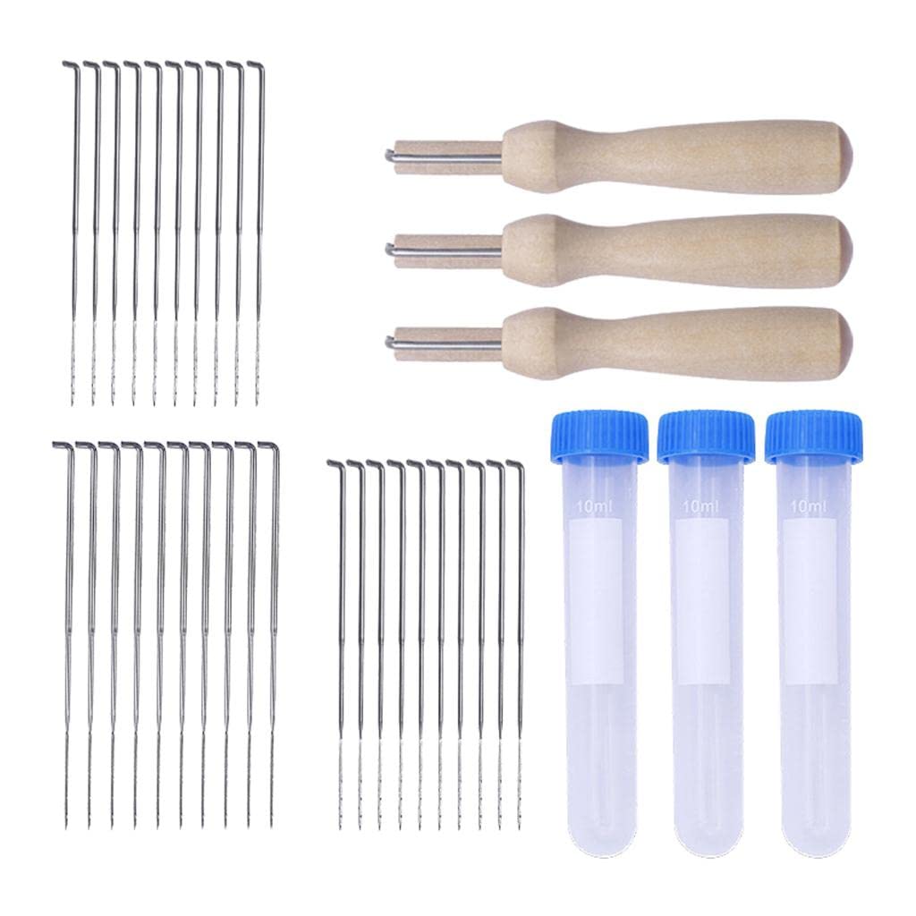 ECOMISTIQ® 30Pack Wool Fibers Felting Needles with Wood Handle 3 Storage Bottle 3 Sizes-Crafts - Needlecrafts & Yarn - Spinning & Felting - Roving Wool & Fibers-picture-17